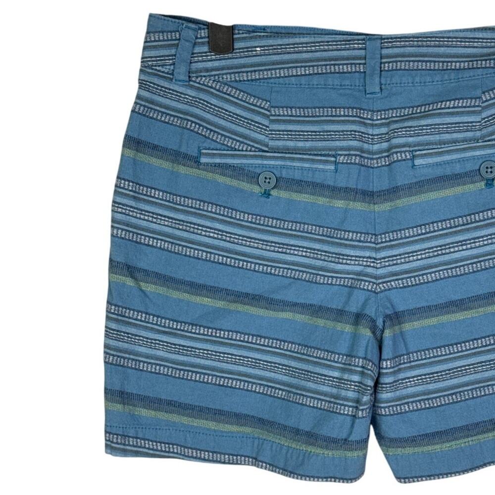 Ann Taylor Striped Casual Flat Front Shorts Pockets Lightweight Cotton 2 Blue - Picture 7 of 15